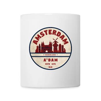Amsterdam Skyline Vintage Abzeichen - Tasse - Weiß - Vorne