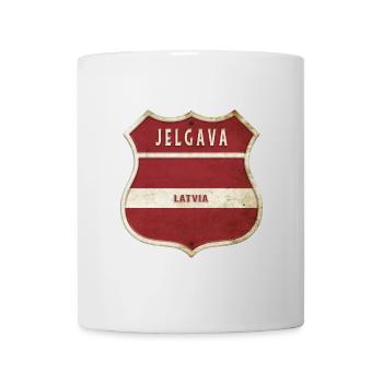 Armoiries de Jelgava (Lettonie), motif du drapeau - Mug blanc - blanc - Devant