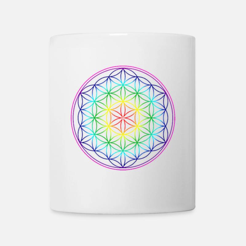 RAINBOW FLOWER OF LIFE - Mug - white