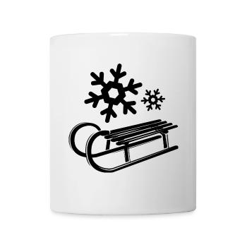 Schnee Schlitten Eiskristalle Schneeflocken Winter - Tasse - Weiß - Vorne