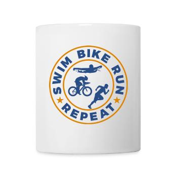 Schwimmen Radfahren Laufen Wiederholen - Tasse - Weiß - Vorne