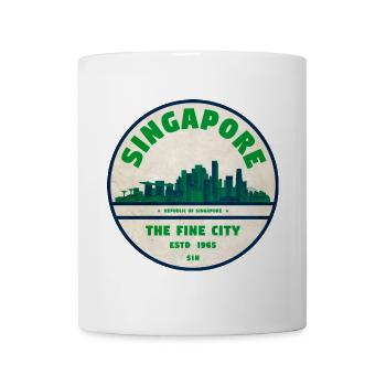 Vintage Singapore Skyline Emblem - Tasse - Weiß - Vorne