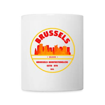 Brüssel Skyline Retro Wappen - Tasse - Weiß - Vorne