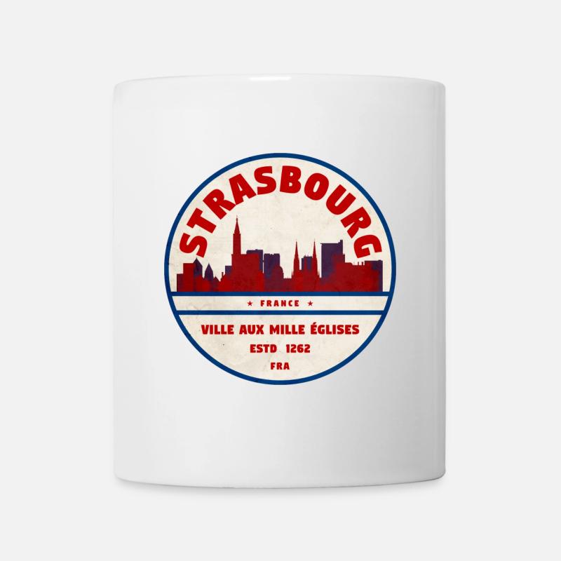 Skyline de l’emblème rétro de la ville de Strasbourg - Mug blanc - blanc