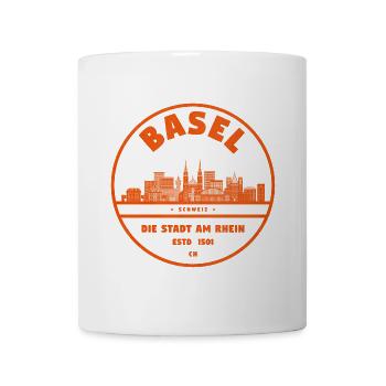 Basel City Skyline Emblem - Mug - white - Front