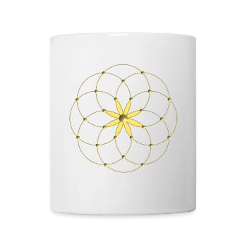 Goldenes Blütenmandala - Tasse - Weiß - Vorne