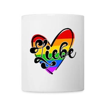 Lgbt Regenbogen Herz Bisexuell Liebe Spruch Stolz - Tasse - Weiß - Vorne