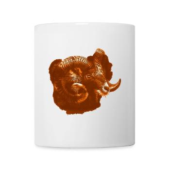 Tiershirts für männer, Mufflonkopf, Schafkopf - Tasse - Weiß - Vorne