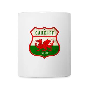 Cardiff Wales Wappen Flaggen Design - Tasse - Weiß - Vorne