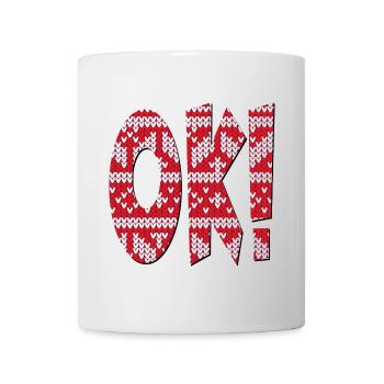 STRICKMUSTER OK - ZUSTIMMUNG SPRÜCHE - Tasse - Weiß - Vorne