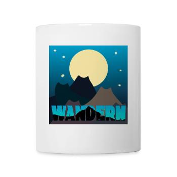 Katzen Landschaft - Vollmond - Wandern - Tasse - Weiß - Vorne