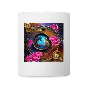 Schönes Steampunk-Design mit Seepferdchen - Tasse - Weiß - Vorne