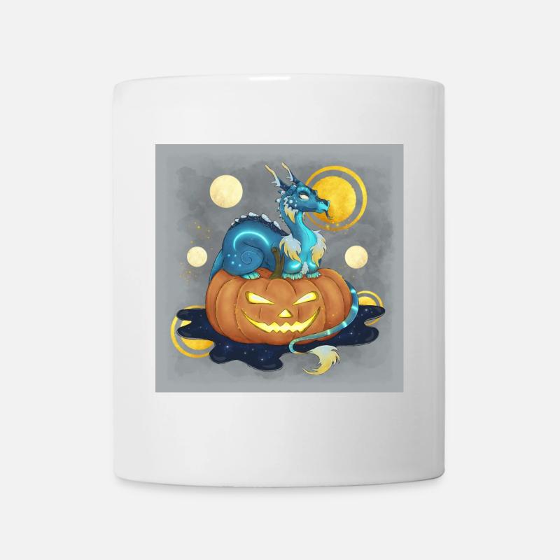 Halloween Dragon Guardian & Jack O'Lantern - Poster - Tasse - Weiß