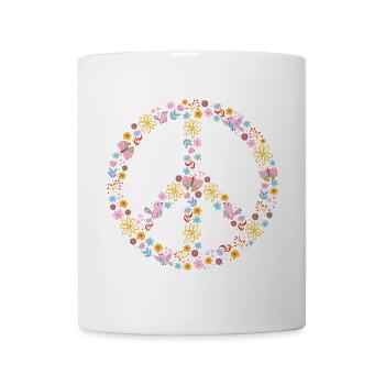 Floral Peace Peace Sign Pattern - Mug - white - Front