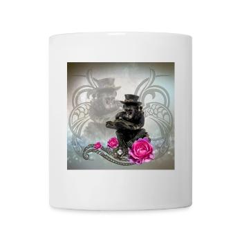 Un drôle de singe steampunk lit un livre - Mug blanc - blanc - Devant