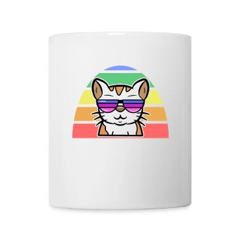 LGBT Cool Cat Arc-en-ciel Fierté des droits de l’homme - Mug blanc - blanc - Devant