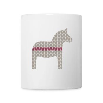 Dalapferd Strickmuster Weihnachten rot grau skandi - Tasse - Weiß - Vorne