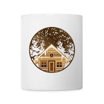 cozy log cabin in the wintry forest - Mug - white - Front
