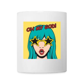 Pop Art Girl Oh My God lunettes d’étoile - Mug blanc - blanc - Devant