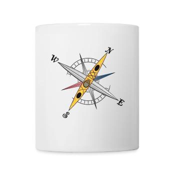 Cool kayak design with compass rose, yellow kayak - Mug - white - Front