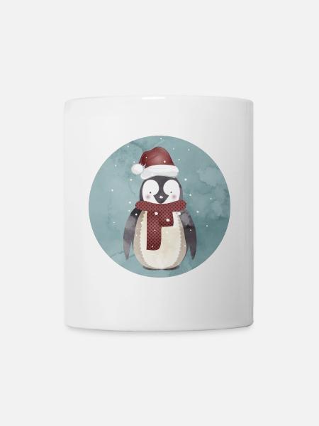 pingouin mignon du Père Noël pour Noël - Mug blanc - blanc