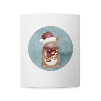 goldiger Bär für Weihnachten mit Weihnachtsmütze - Tasse - Weiß - Vorne
