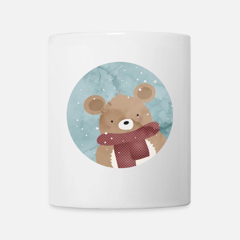 zuckersüßer goldiger Bär im Winter wenn es schneit - Tasse - Weiß