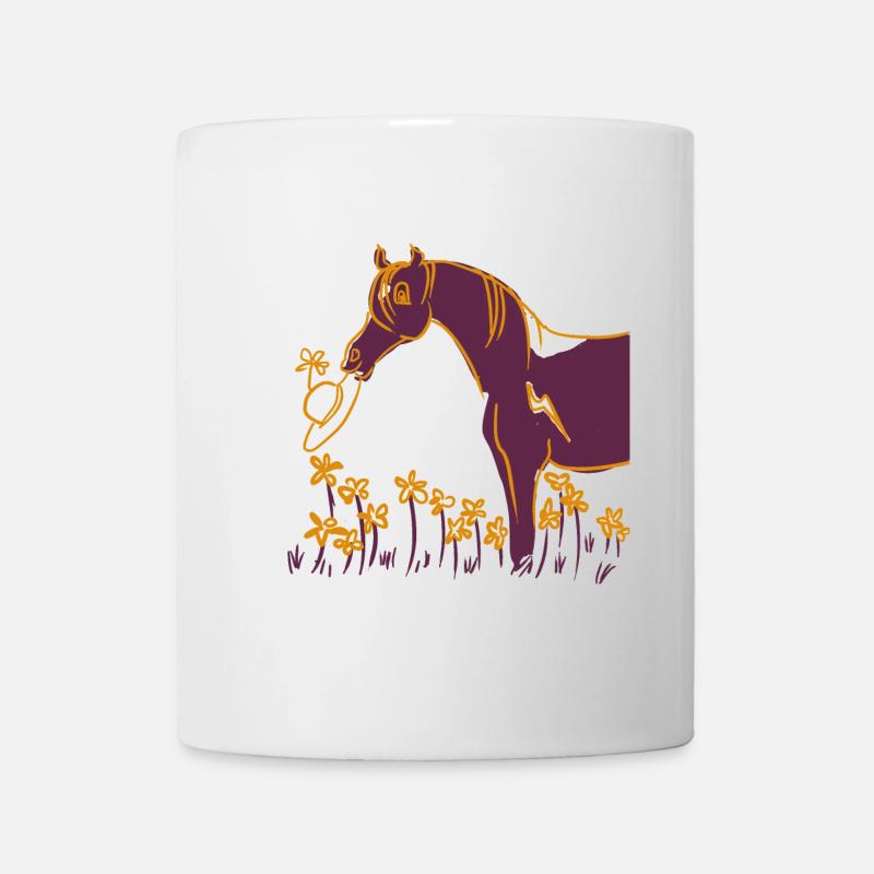 Lila Pferd mit Blumenring - Tasse - Weiß