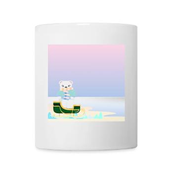 Winter Hintergrund - Eisbär am Meer - SCHLITTEN - Tasse - Weiß - Vorne