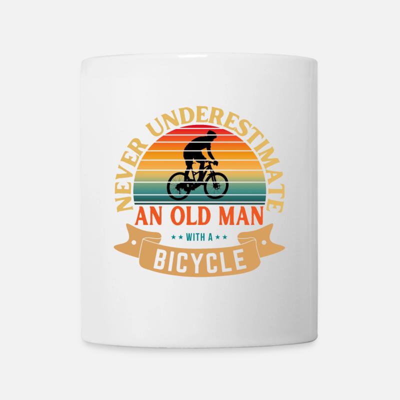 NEVER UNDERESTIMATE AN OLD MAN WITH A BICYCLE - Mug - white