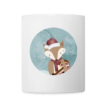 goldiger Fuchs für Weihnachten mit Zuckerstange - Tasse - Weiß - Vorne