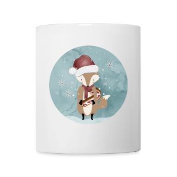 goldiger Fuchs für Weihnachten mit Zuckerstange - Tasse - Weiß - Vorne
