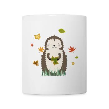 Hérisson mignon en automne avec feuillage d’automne - Mug blanc - blanc - Devant