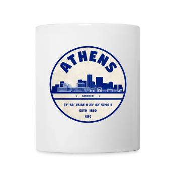 Athens Skyline Vintage Badge Blau - Tasse - Weiß - Vorne