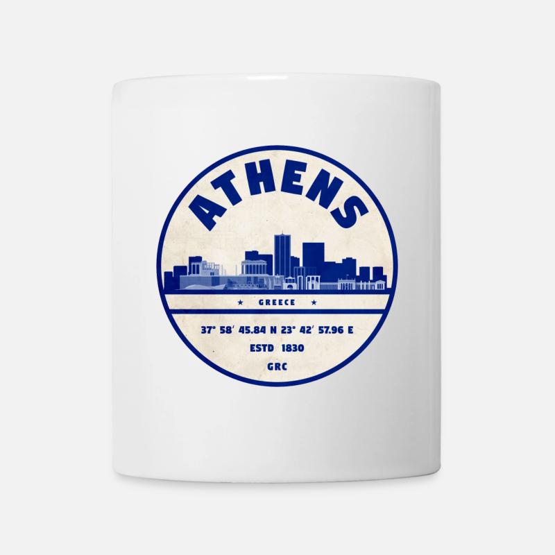 Athens Skyline Vintage Badge Blue - Mug blanc - blanc