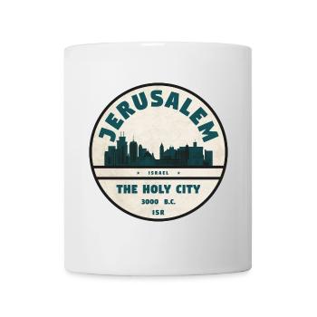 Jerusalem Skyline Retro Badge - Mug - white - Front