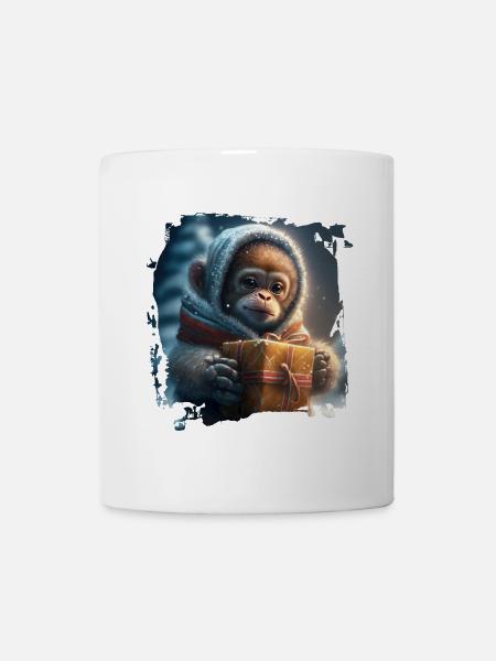 Winterlicher Orangutan Geschenk - Tasse - Weiß