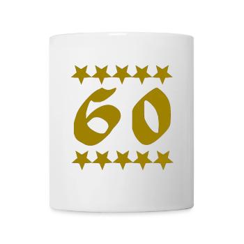 outfit Geburtstag, 60 goldgelb sternenmuster - Tasse - Weiß - Vorne