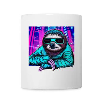 Retrowave Sloth - Ukiyo-e Malerei - Tasse - Weiß - Vorne
