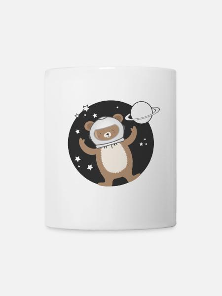 niedlicher Astronauten Bär im comic Stil - Tasse - Weiß
