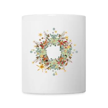 weihnachtlicher Rahmen aus Grünzeug und Süßem - Tasse - Weiß - Vorne