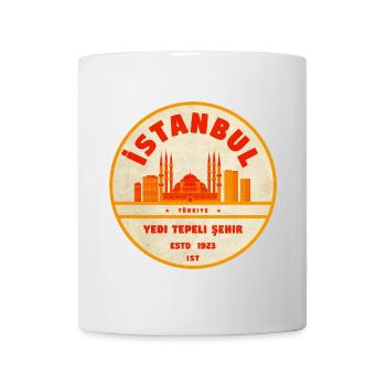 Istanbul Skyline Retro-Abzeichen - Tasse - Weiß - Vorne
