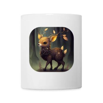 Süßes goldenes Rehkitz im dunklen Wald - Tasse - Weiß - Vorne