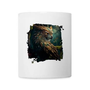 Belle chouette faucon avec des ornements dorés - Mug blanc - blanc - Devant