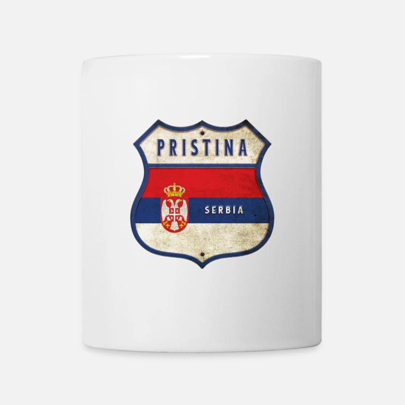 Pristina Serbien Wappen Flaggen Design - Tasse - Weiß