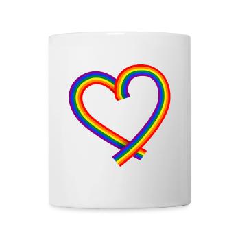 Regenbogen Herz Band Peace Frieden LGBTQ Symbol - Tasse - Weiß - Vorne