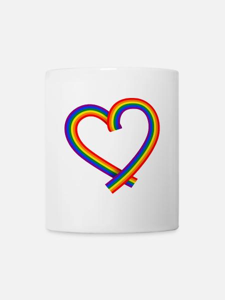Rainbow Heart Band Peace Peace LGBTQ Symbol - Mug - white