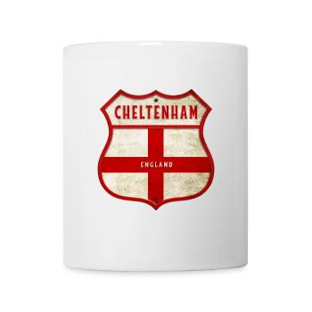 Cheltenham England flag coat of arms design - Mug - white - Front