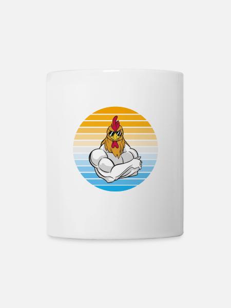 Huhn mit cooler Sonnenbrille - Tasse - Weiß
