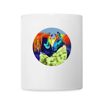 Horse Couple Popart Circle Design - Mug - white - Front